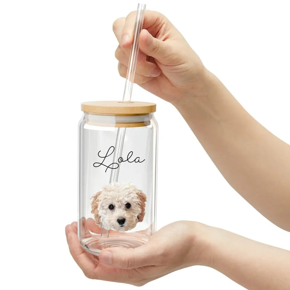 Custom Pet Photo Sipper Glass Online at Shaggy Chic - Pet Supplies