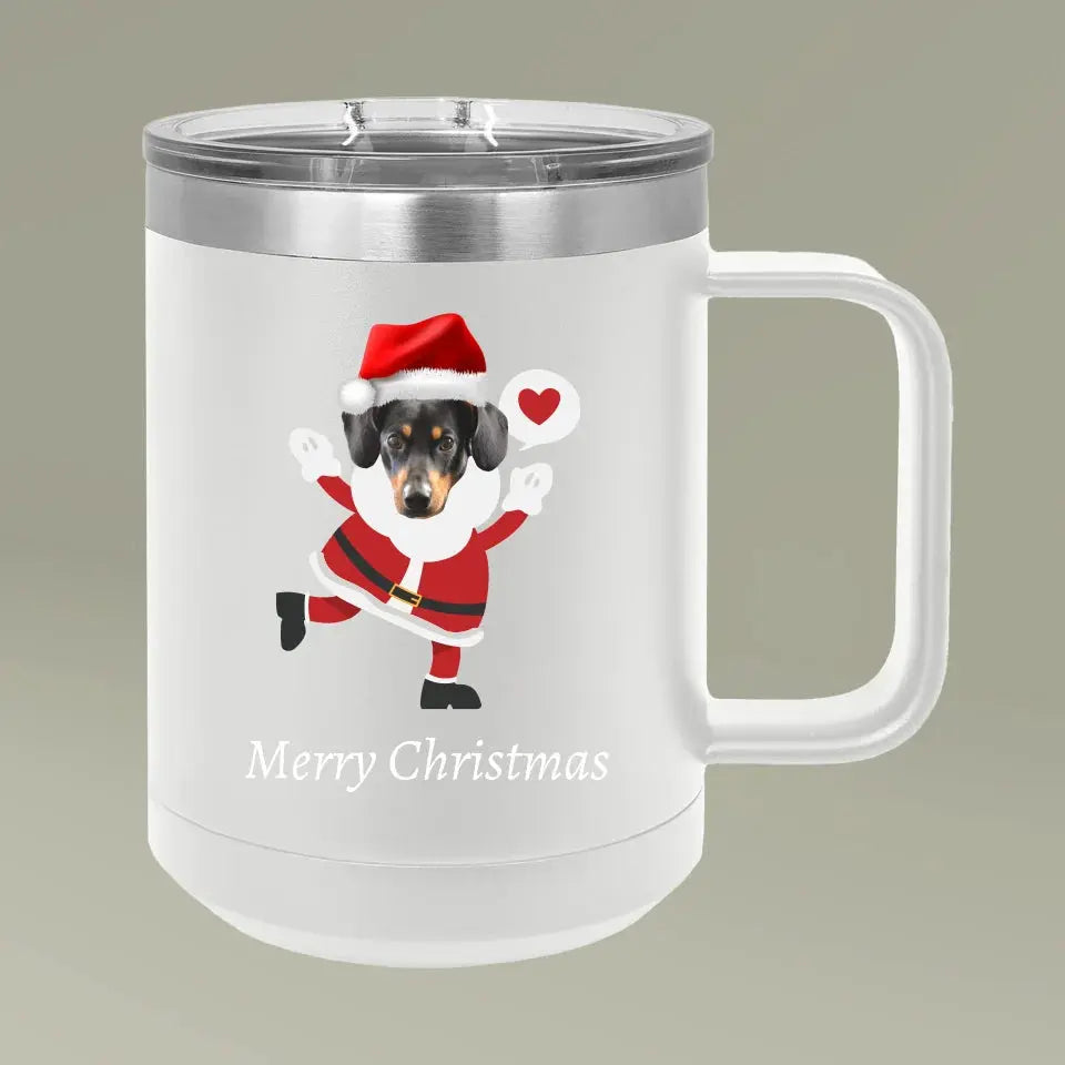 Christmas Dog Photo Coffee Mug Tumbler, 15oz Printify