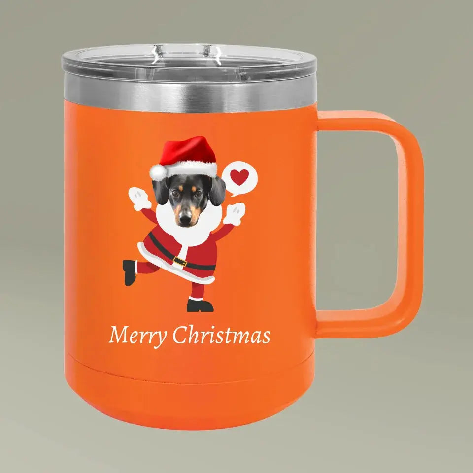 Christmas Dog Photo Coffee Mug Tumbler, 15oz Printify