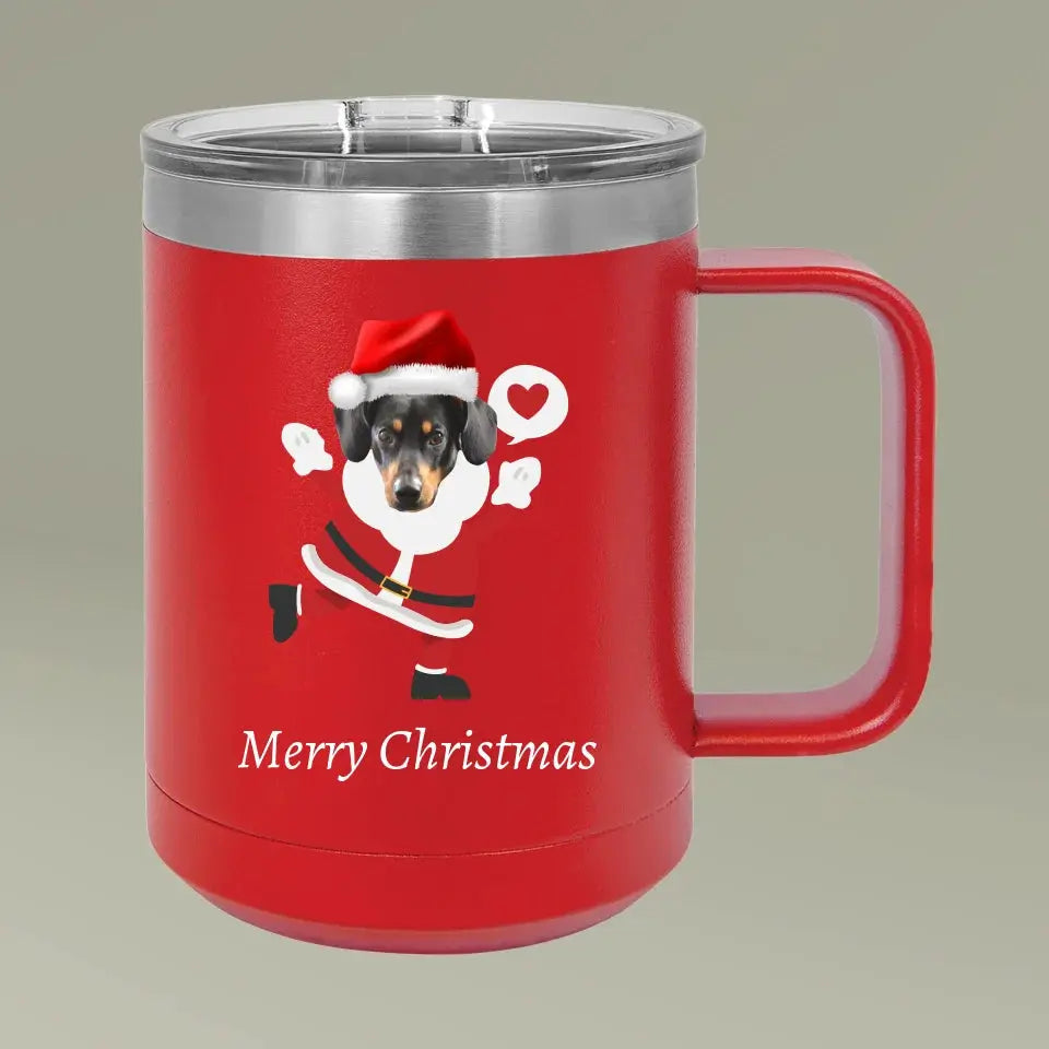 Christmas Dog Photo Coffee Mug Tumbler, 15oz Printify