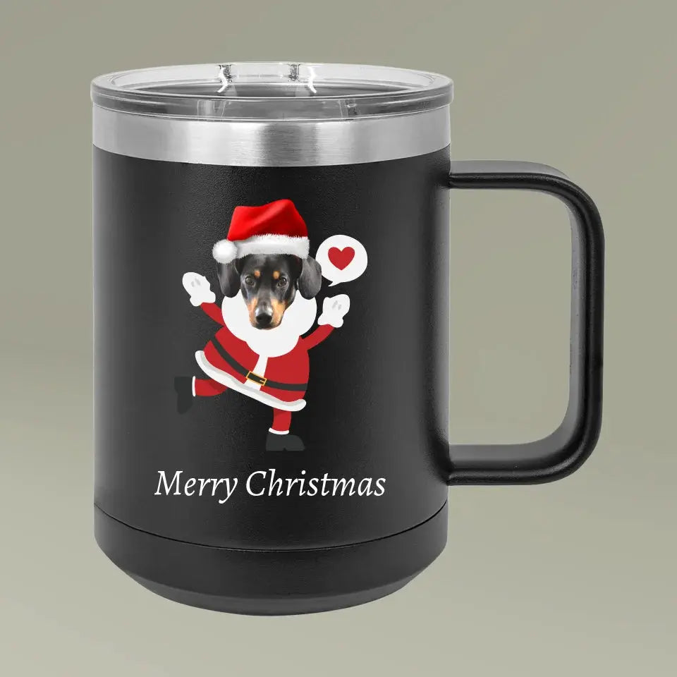Christmas Dog Photo Coffee Mug Tumbler, 15oz Printify