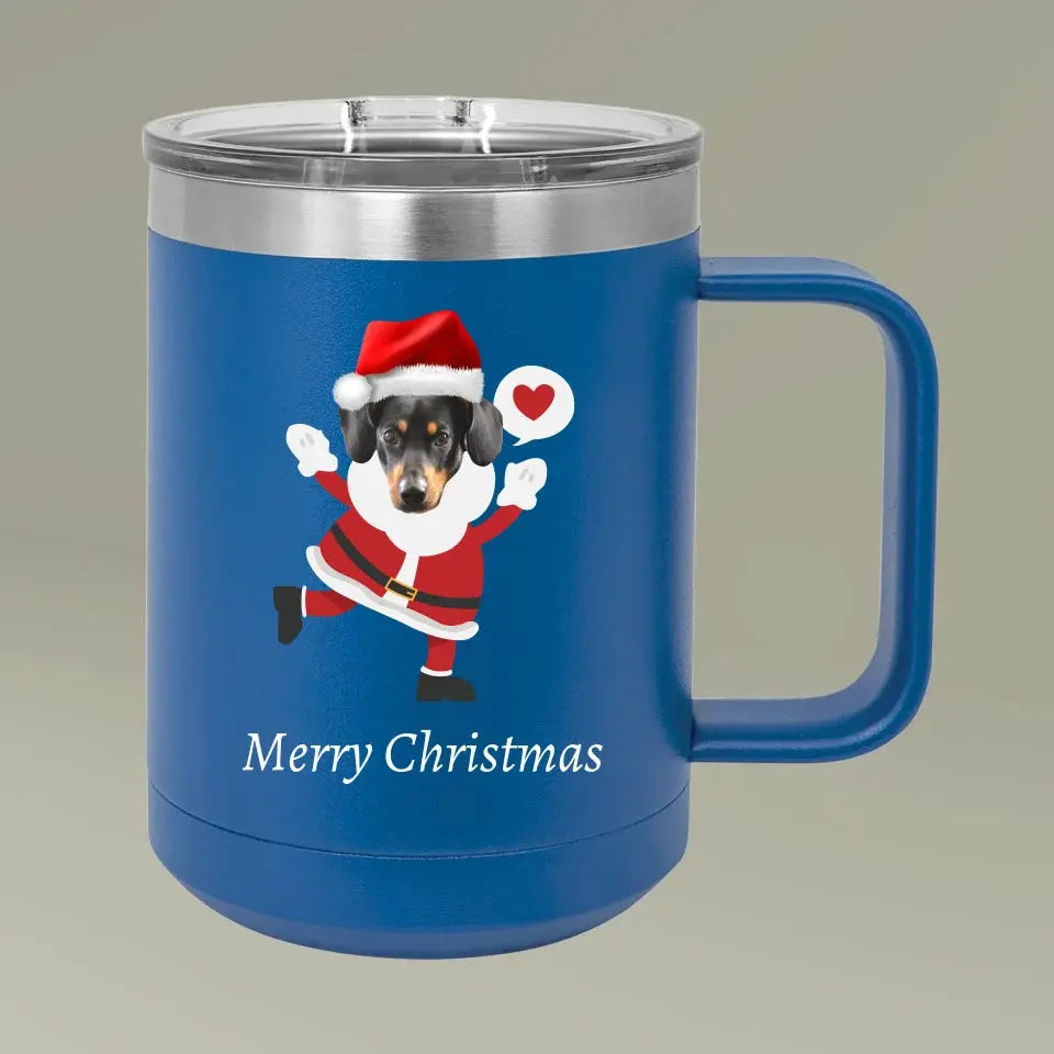 Christmas Dog Photo Coffee Mug Tumbler, 15oz Printify