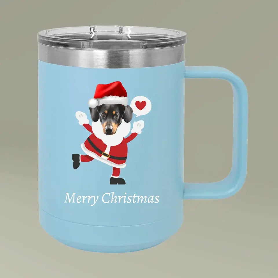 Christmas Dog Photo Coffee Mug Tumbler, 15oz Printify