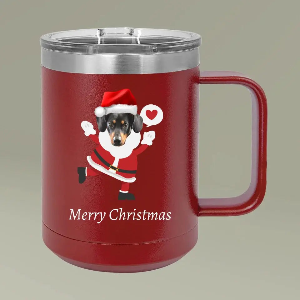 Christmas Dog Photo Coffee Mug Tumbler, 15oz Printify