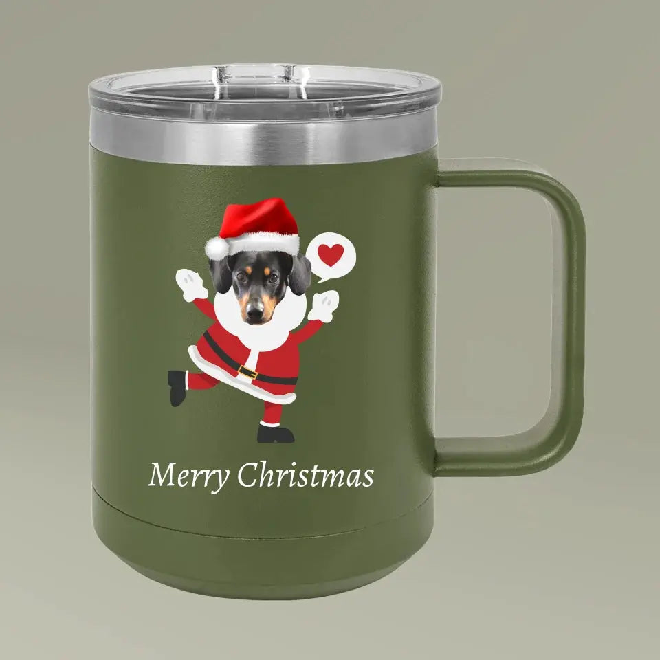 Christmas Dog Photo Coffee Mug Tumbler, 15oz Printify