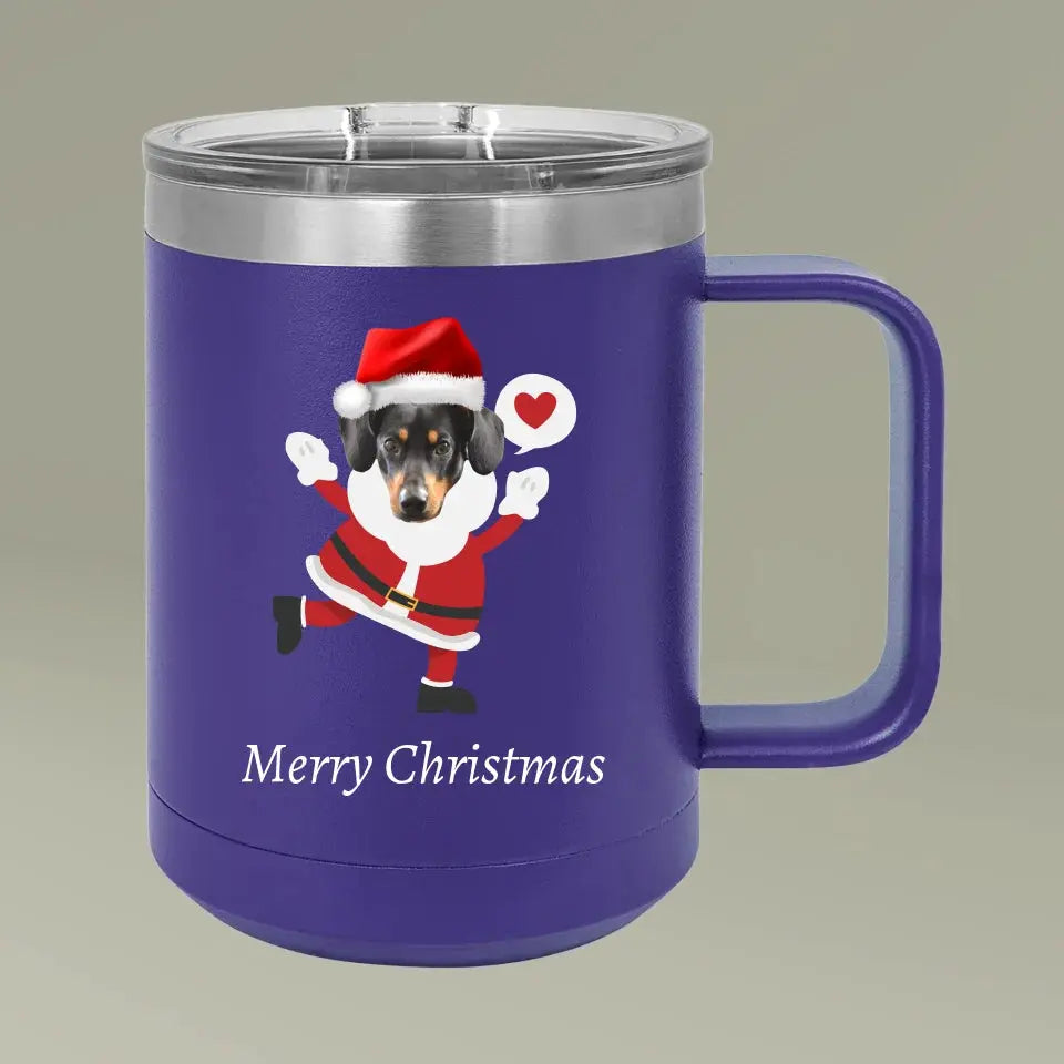 Christmas Dog Photo Coffee Mug Tumbler, 15oz Printify