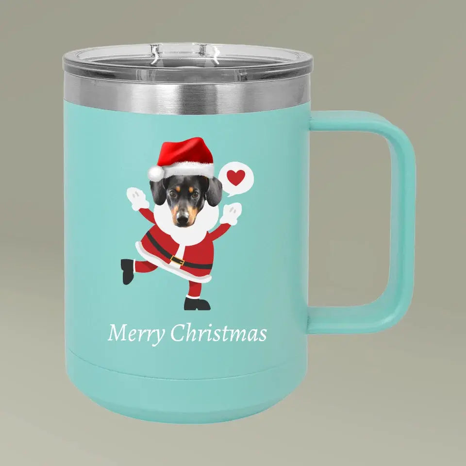 Christmas Dog Photo Coffee Mug Tumbler, 15oz Printify