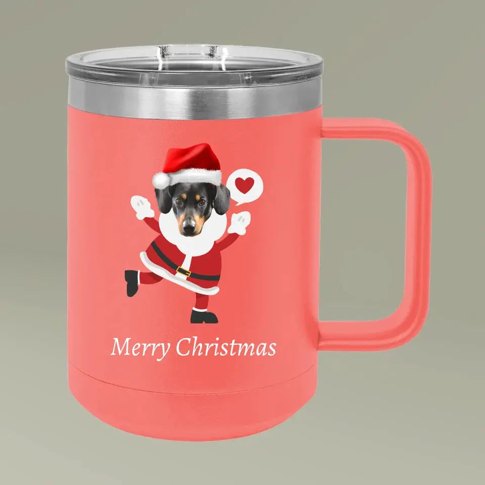 Christmas Dog Photo Coffee Mug Tumbler, 15oz Printify