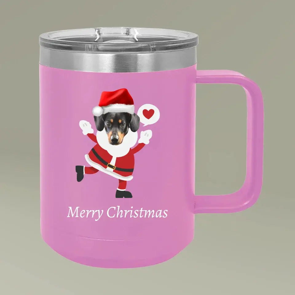 Christmas Dog Photo Coffee Mug Tumbler, 15oz Printify