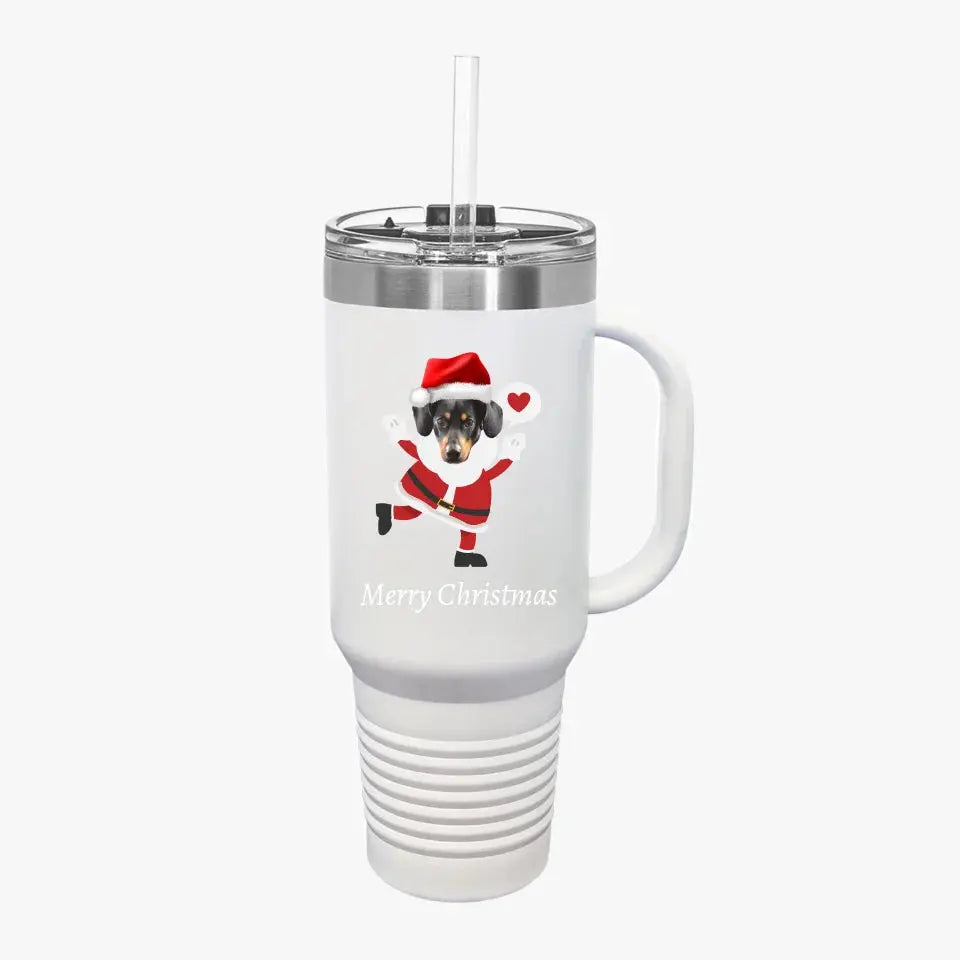Christmas Dog Photo Insulated Travel Mug, 40oz Printify