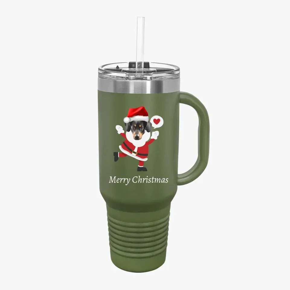Christmas Dog Photo Insulated Travel Mug, 40oz Printify