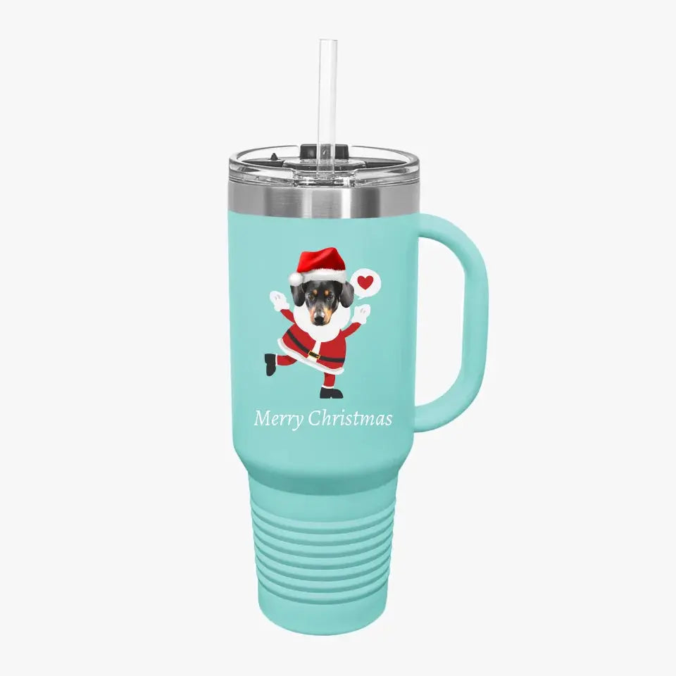 Christmas Dog Photo Insulated Travel Mug, 40oz Printify