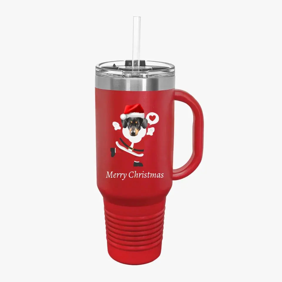 Christmas Dog Photo Insulated Travel Mug, 40oz Printify