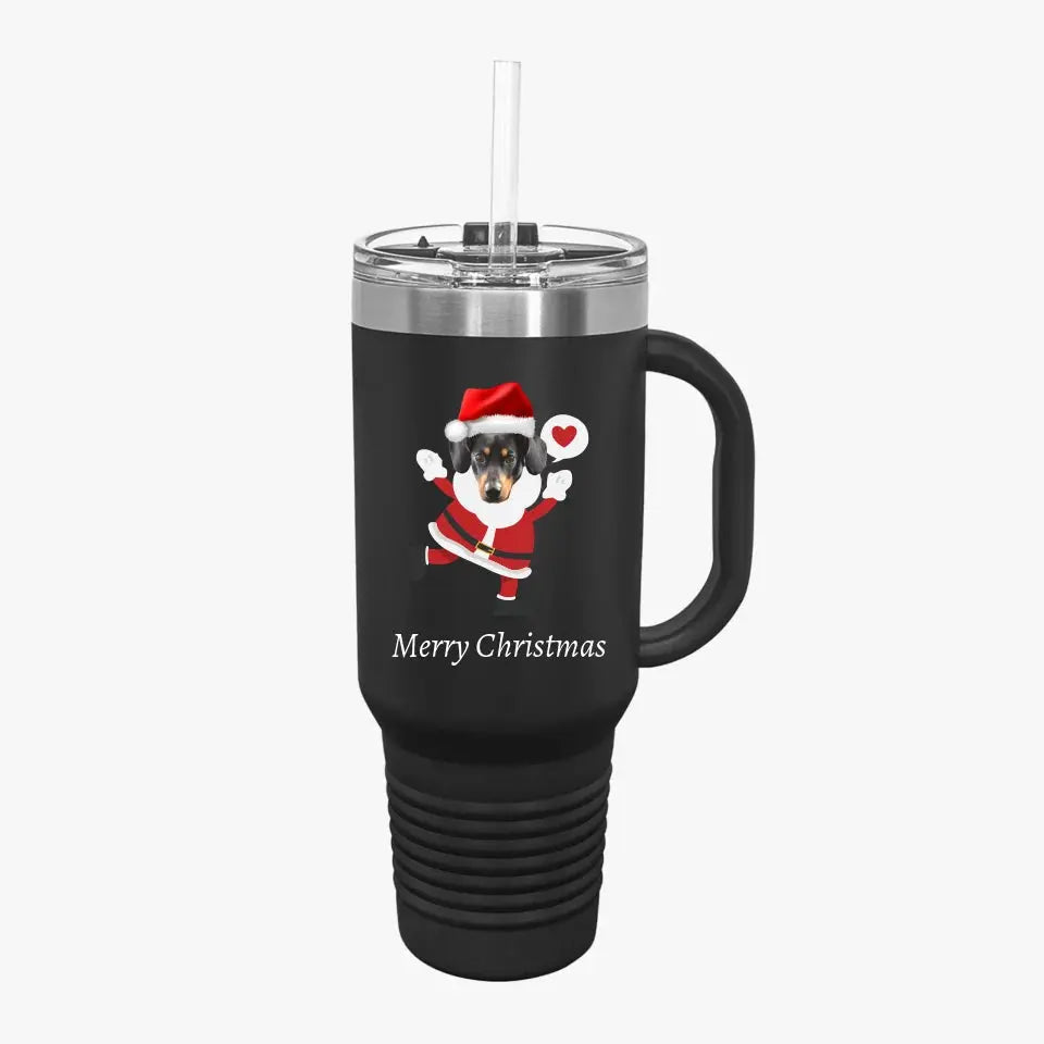 Christmas Dog Photo Insulated Travel Mug, 40oz Printify