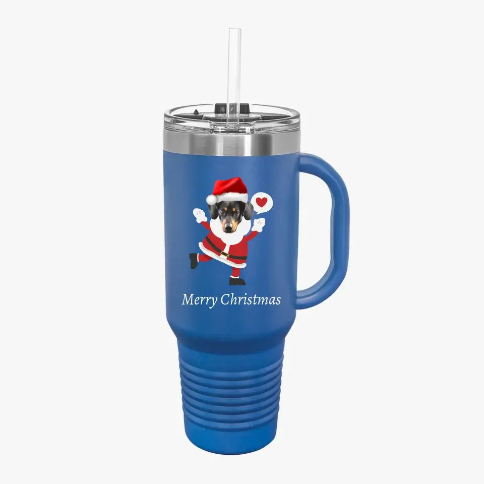 Christmas Dog Photo Insulated Travel Mug, 40oz Printify