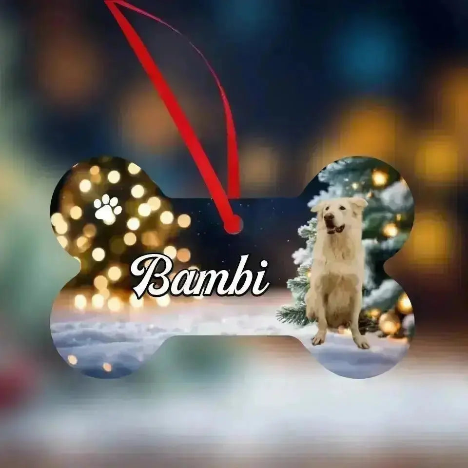 Personalized Dog Name Bone Shape Aluminum Ornaments - Shaggy Chic