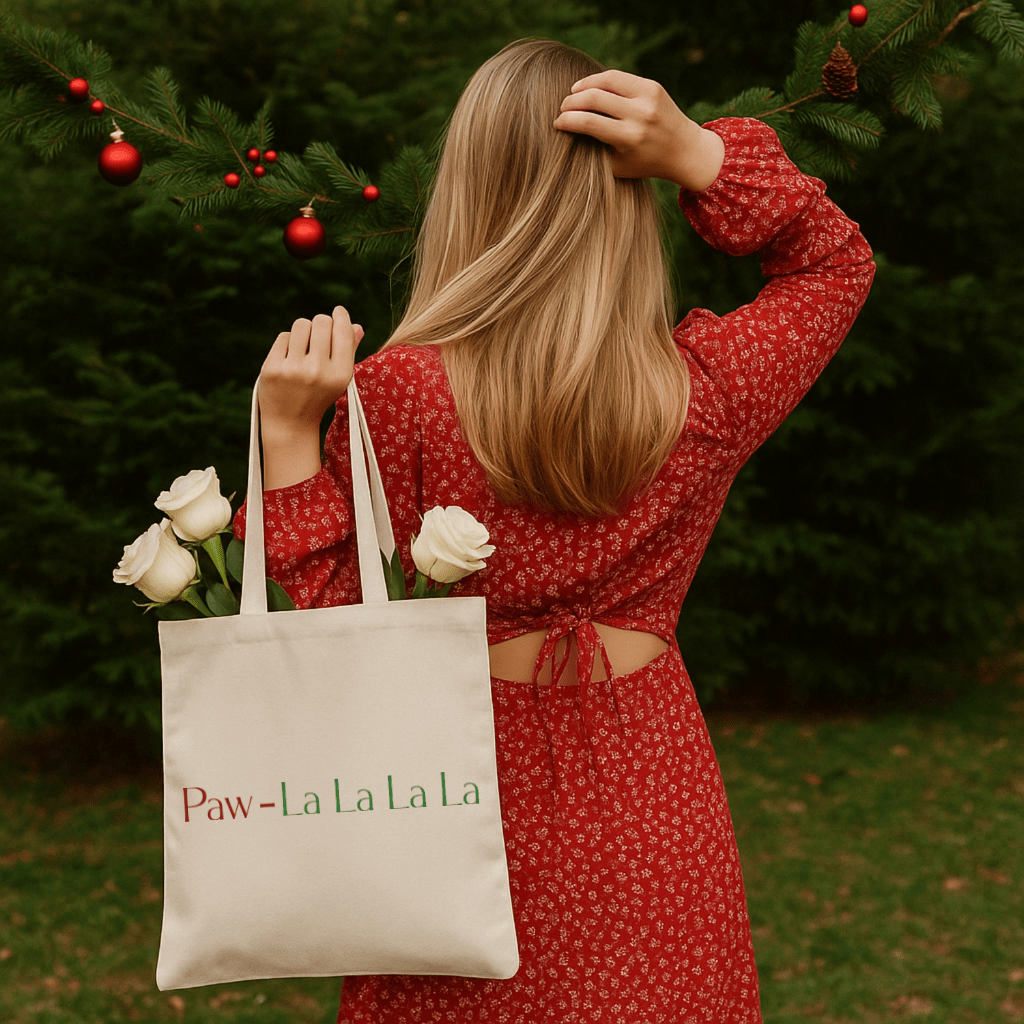 Canvas Tote Bag – 'Paw - La La La La' Cute Pet Holiday Tote - Shaggy Chic
