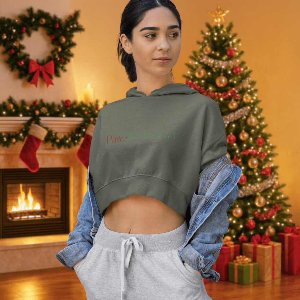 Cropped Hoodie — 'Fa La La La La' Minimal Christmas Holiday Crop Top - Shaggy Chic