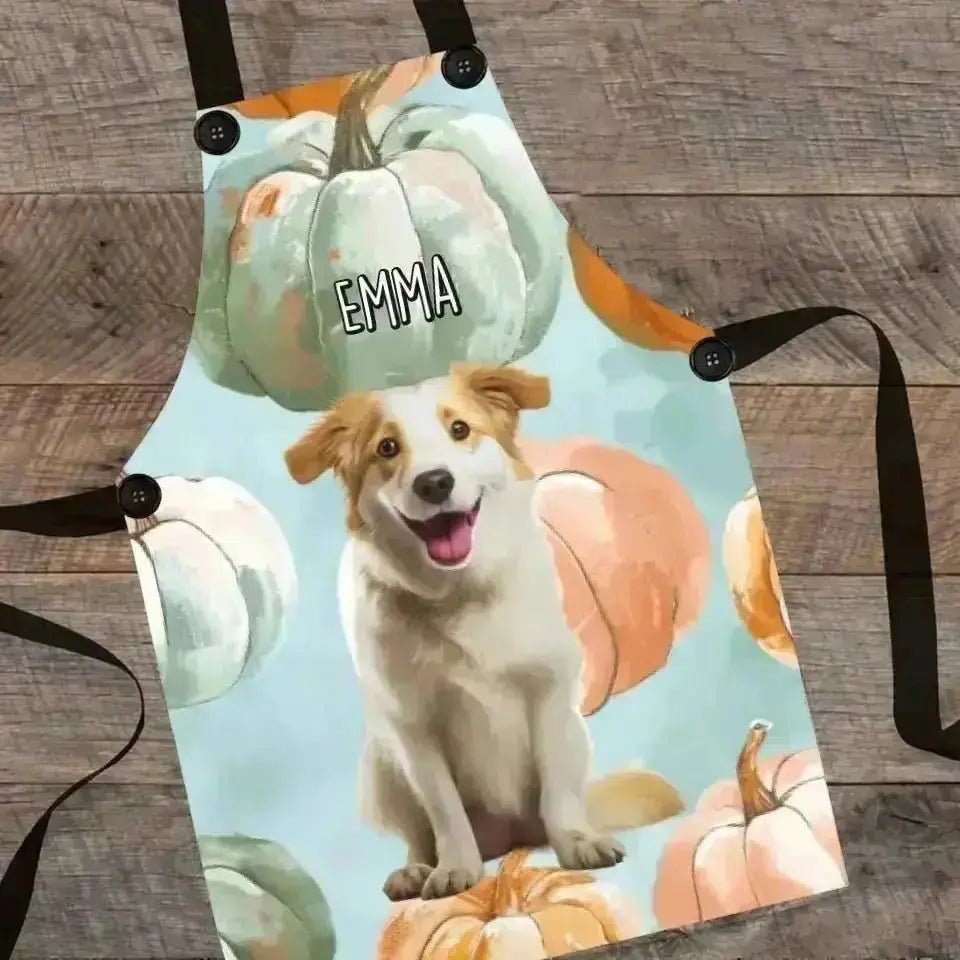 Custom Personalized Pastel Pumpkin Style Dog Photo Apron - Shaggy Chic
