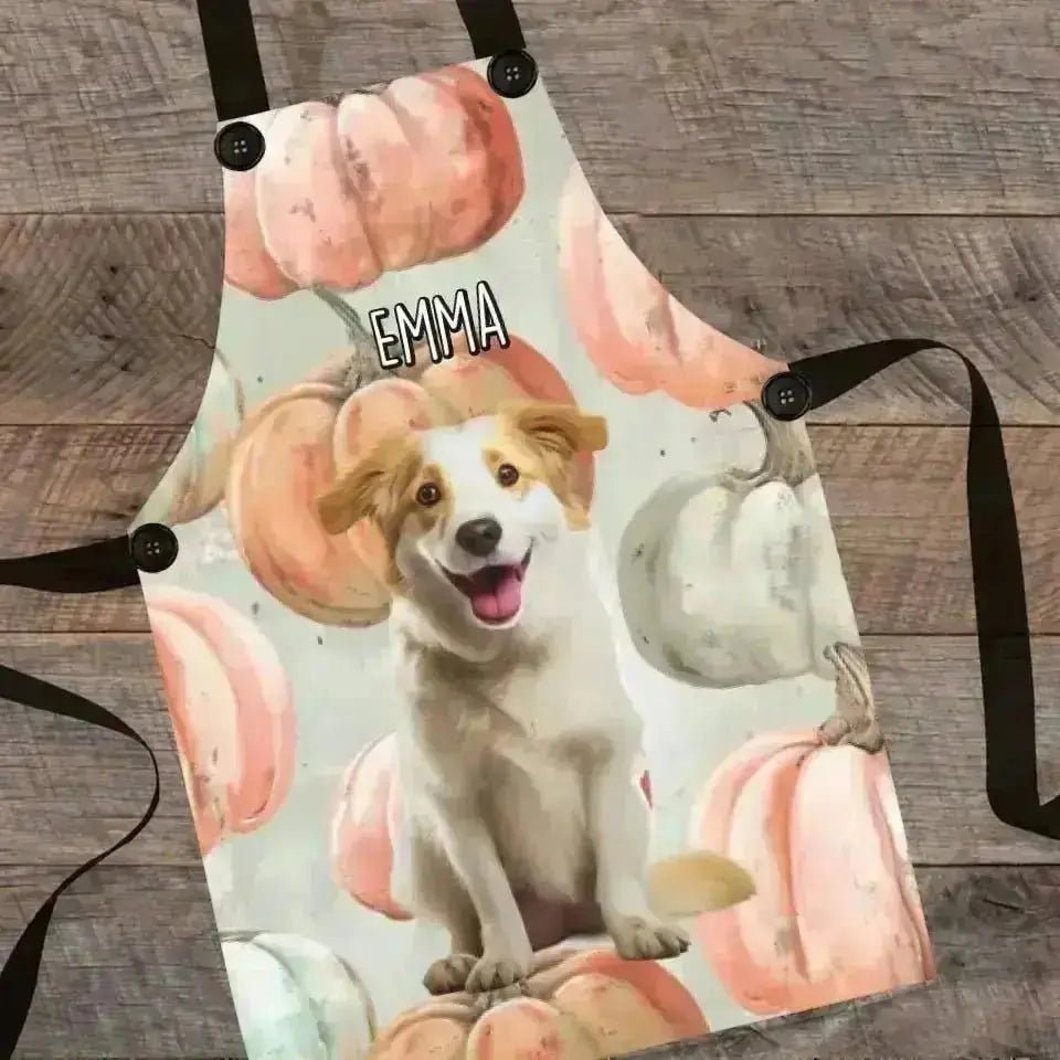 Custom Personalized Pastel Pumpkin Style Dog Photo Apron - Shaggy Chic