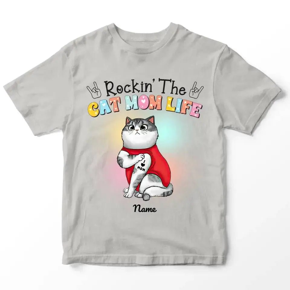 Customized Rockin The Cat Mom T-shirt - Shaggy Chic