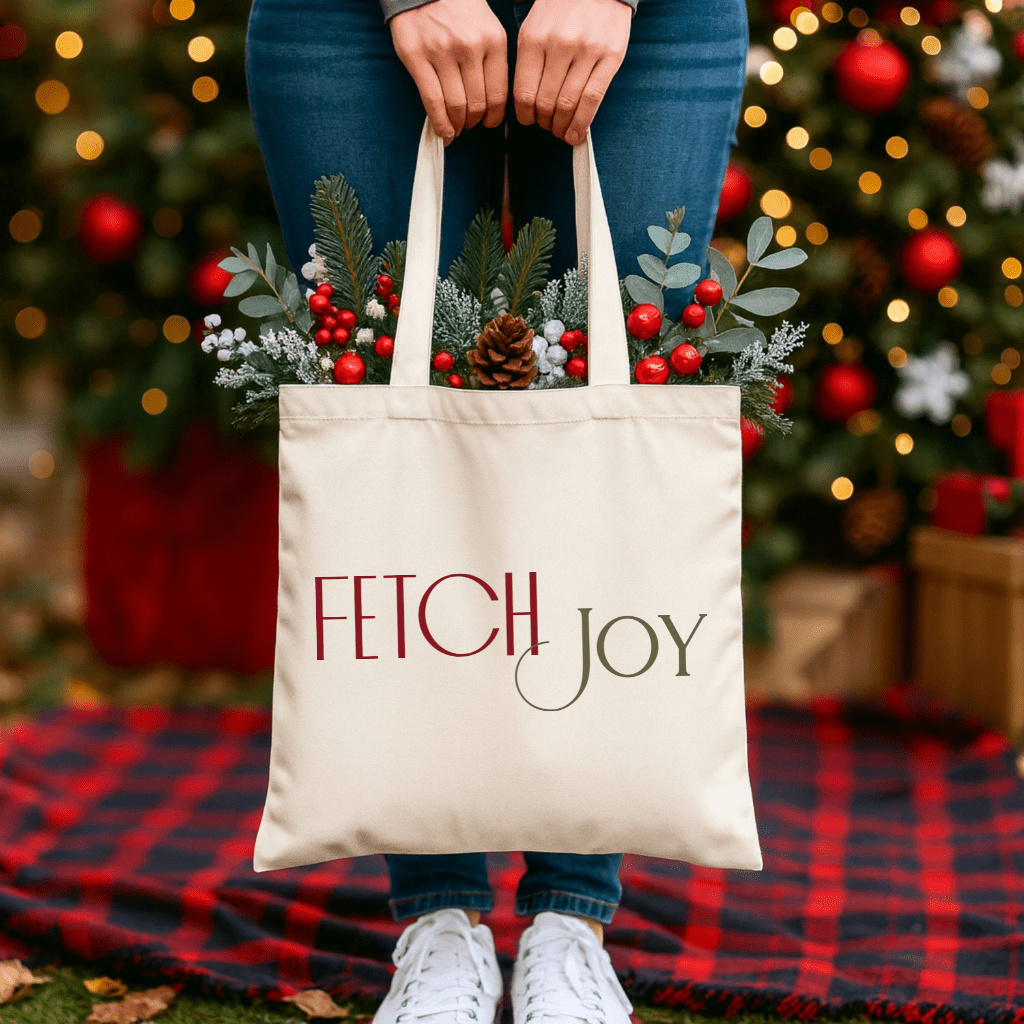 Fetch Joy Canvas Tote Bag – Dog Lover Reusable Market Bag - Shaggy Chic
