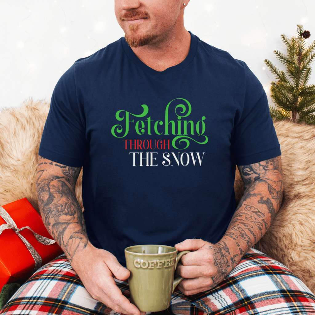 Fetching Through the Snow T-Shirt — Holiday Dog Lover Tee - Shaggy Chic