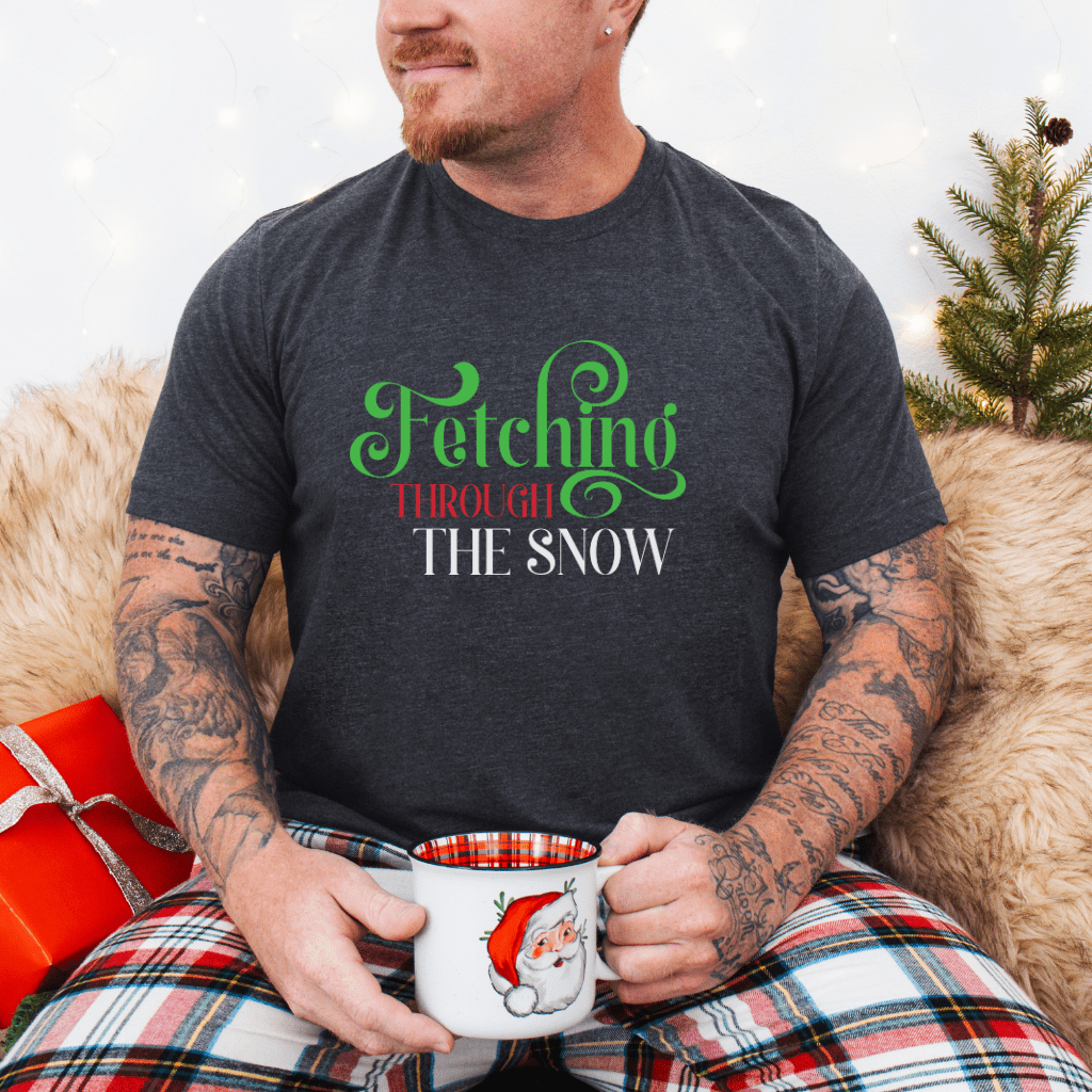 Fetching Through the Snow T-Shirt — Holiday Dog Lover Tee - Shaggy Chic