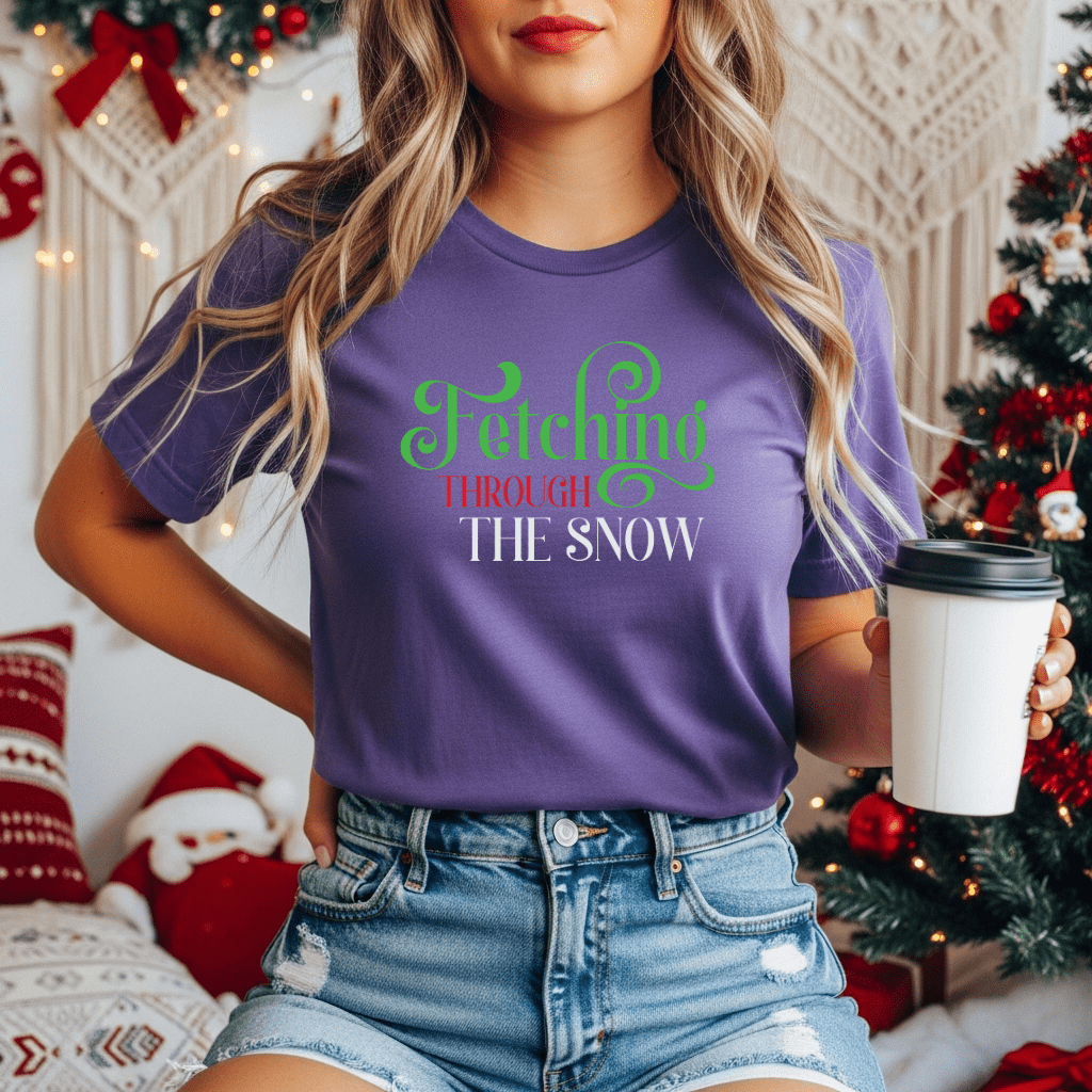 Fetching Through the Snow T-Shirt — Holiday Dog Lover Tee - Shaggy Chic