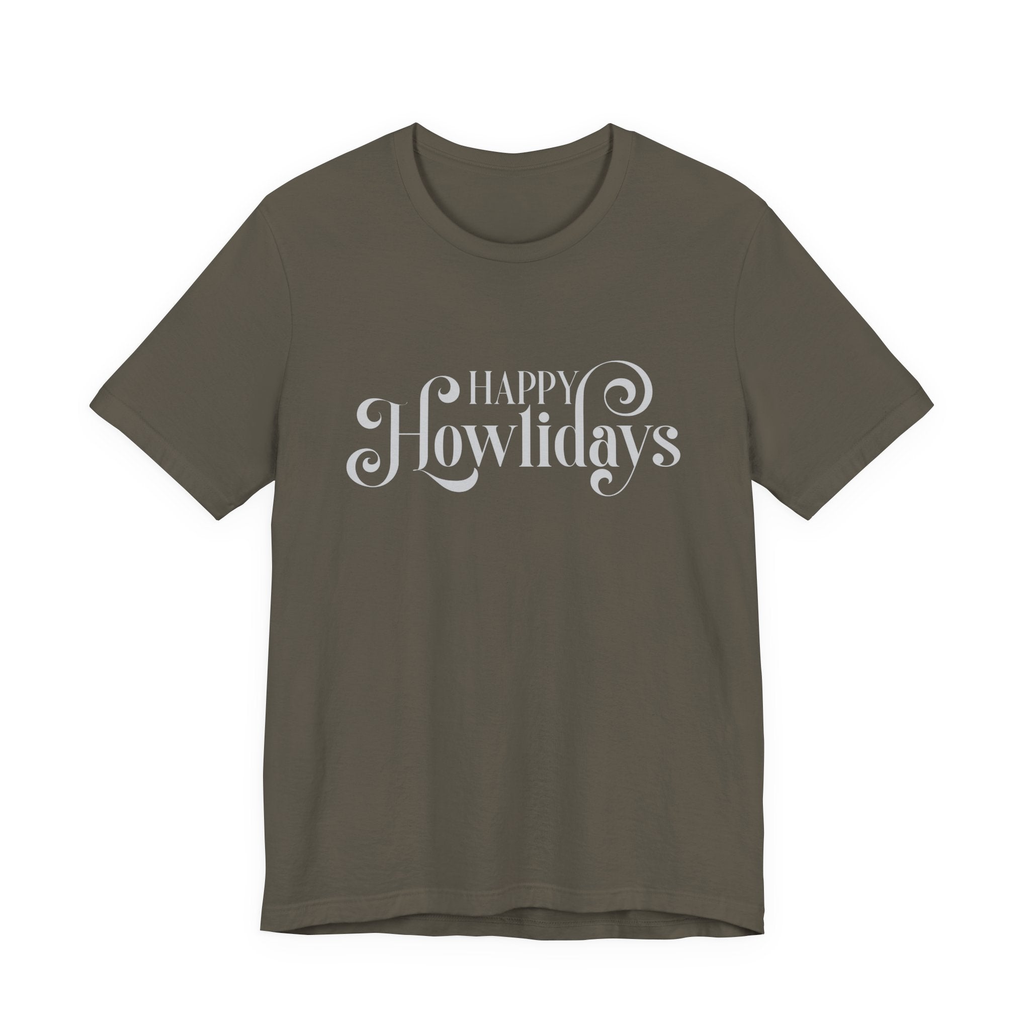 Happy Howlidays Script Tee — Minimal White Holiday T-Shirt - Shaggy Chic