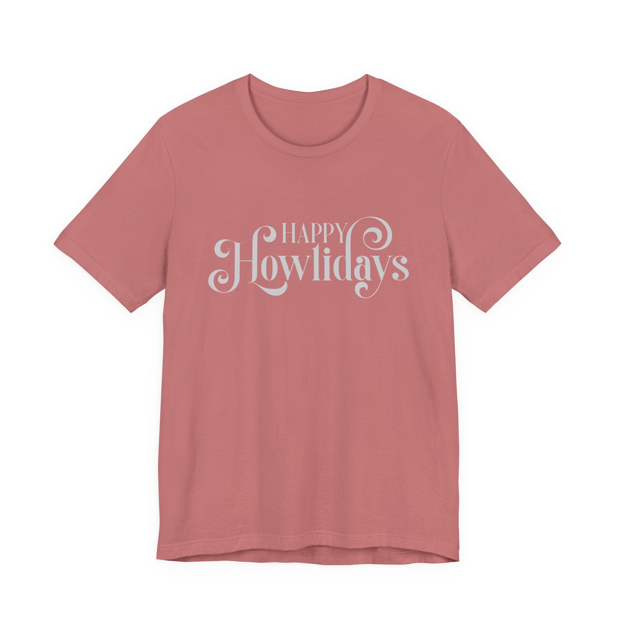 Happy Howlidays Script Tee — Minimal White Holiday T-Shirt - Shaggy Chic