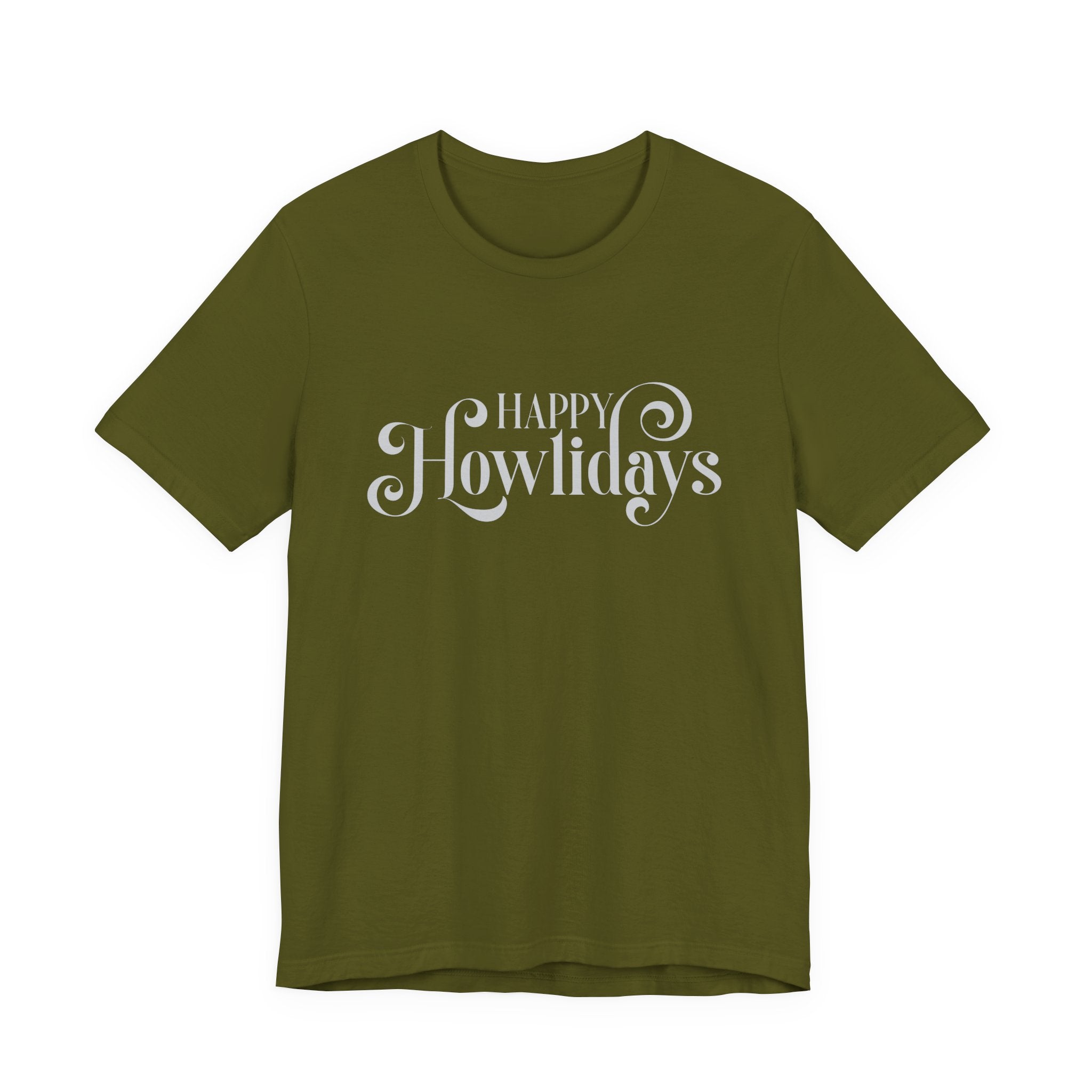Happy Howlidays Script Tee — Minimal White Holiday T-Shirt - Shaggy Chic