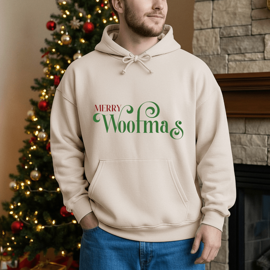 Holiday Dog Vibes Hooded Sweatshirt - Modern Typography Quote Apparel - Shaggy Chic