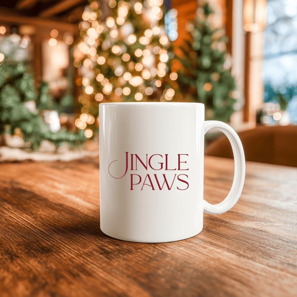 Jingle Paws Ceramic Mug — Cute Holiday Coffee Cup (11oz & 15oz) - Shaggy Chic