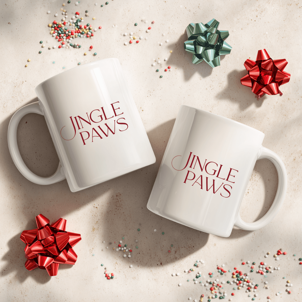 Jingle Paws Ceramic Mug — Cute Holiday Coffee Cup (11oz & 15oz) - Shaggy Chic
