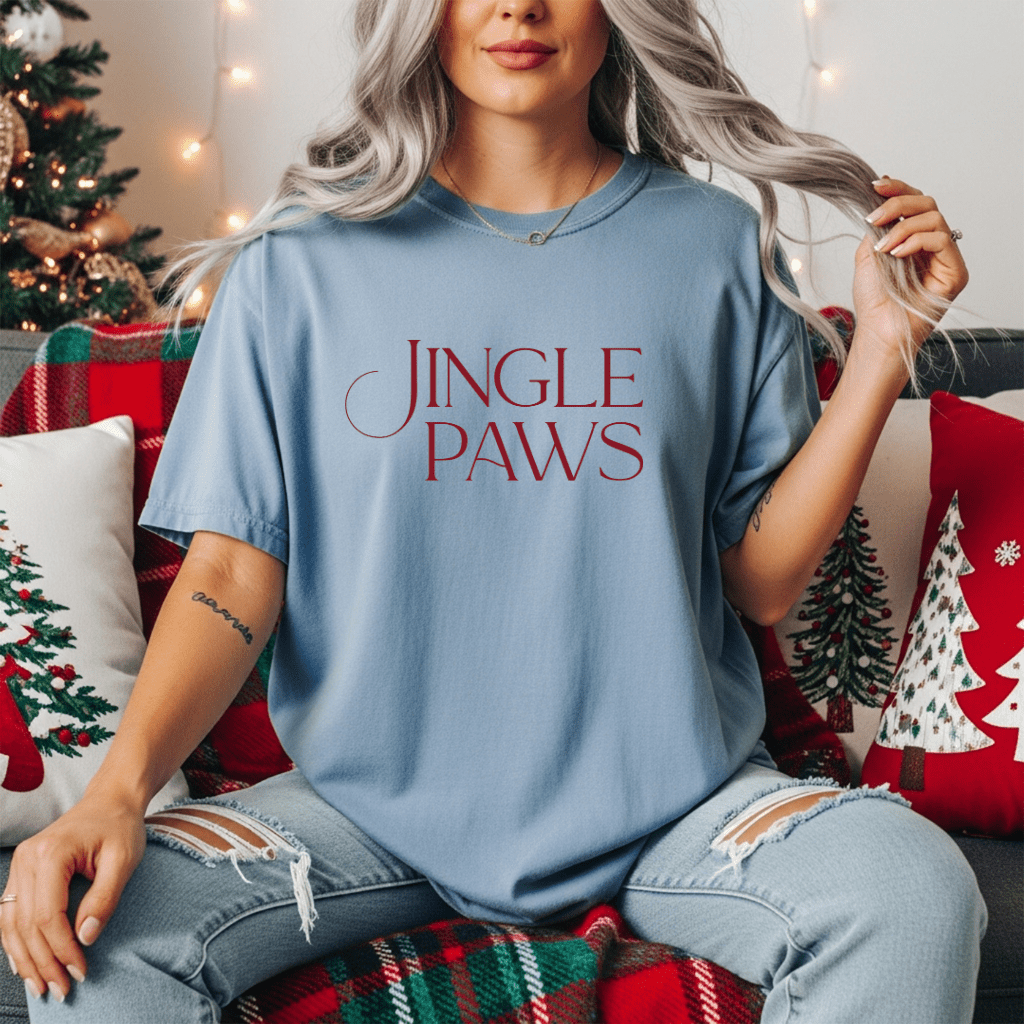 Jingle Paws Christmas Tee – Festive Holiday Pet Lover Shirt - Shaggy Chic