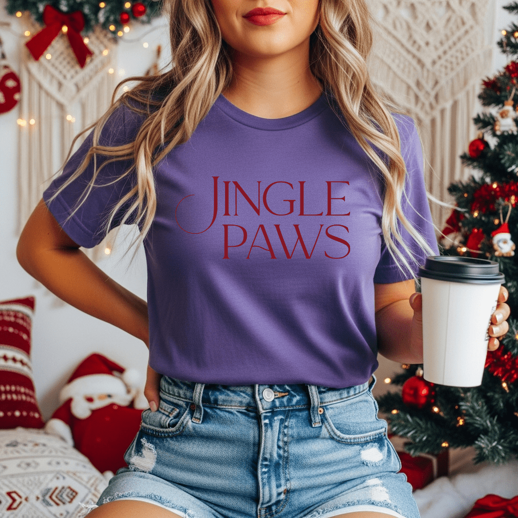 Jingle Paws Christmas Tee – Festive Holiday Pet Lover Shirt - Shaggy Chic
