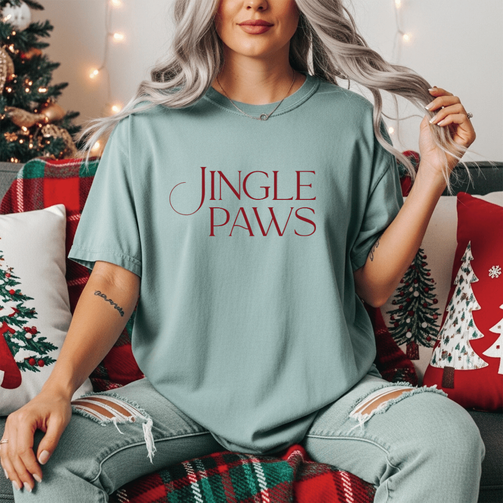 Jingle Paws Christmas Tee – Festive Holiday Pet Lover Shirt - Shaggy Chic