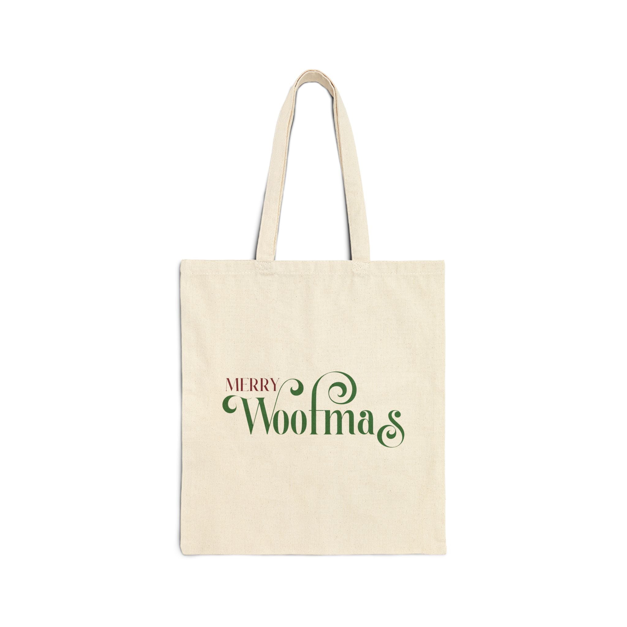 Merry Woofmas Tote Bag — Holiday Knitting Gift Canvas Tote - Shaggy Chic