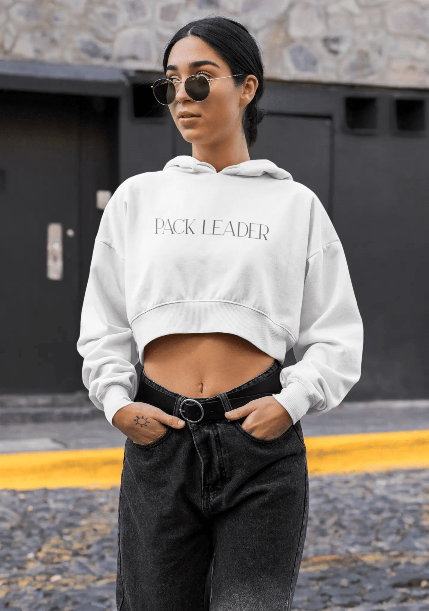 Pack Leader Women’s Cropped Hoodie - Stylish & Comfortable Sweatshirt for Empowered Women - Shaggy Chic