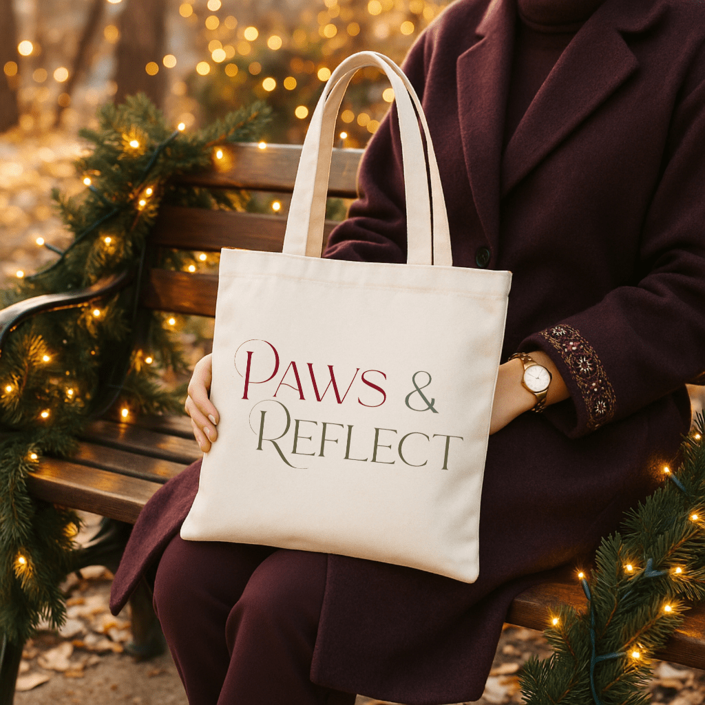 Paws & Reflect Canvas Tote — Minimalist Pet Lover Reusable Bag - Shaggy Chic