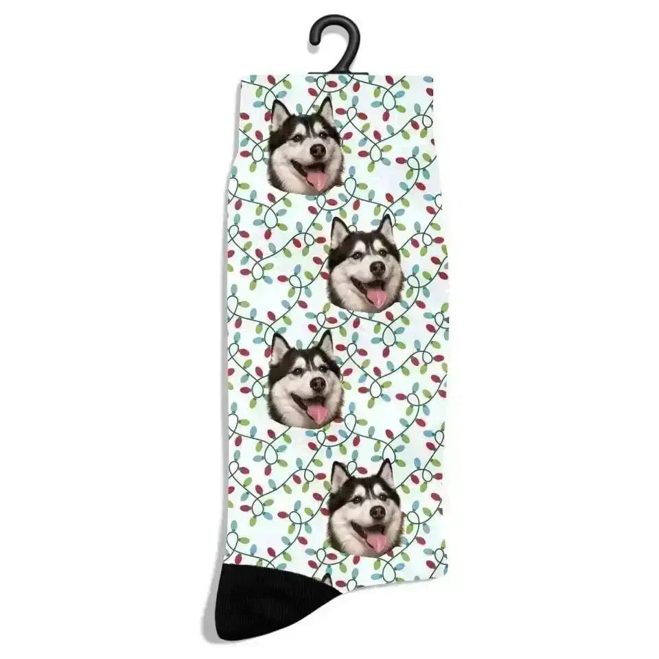 Personalized Christmas Pattern Pet Photo Socks - Shaggy Chic