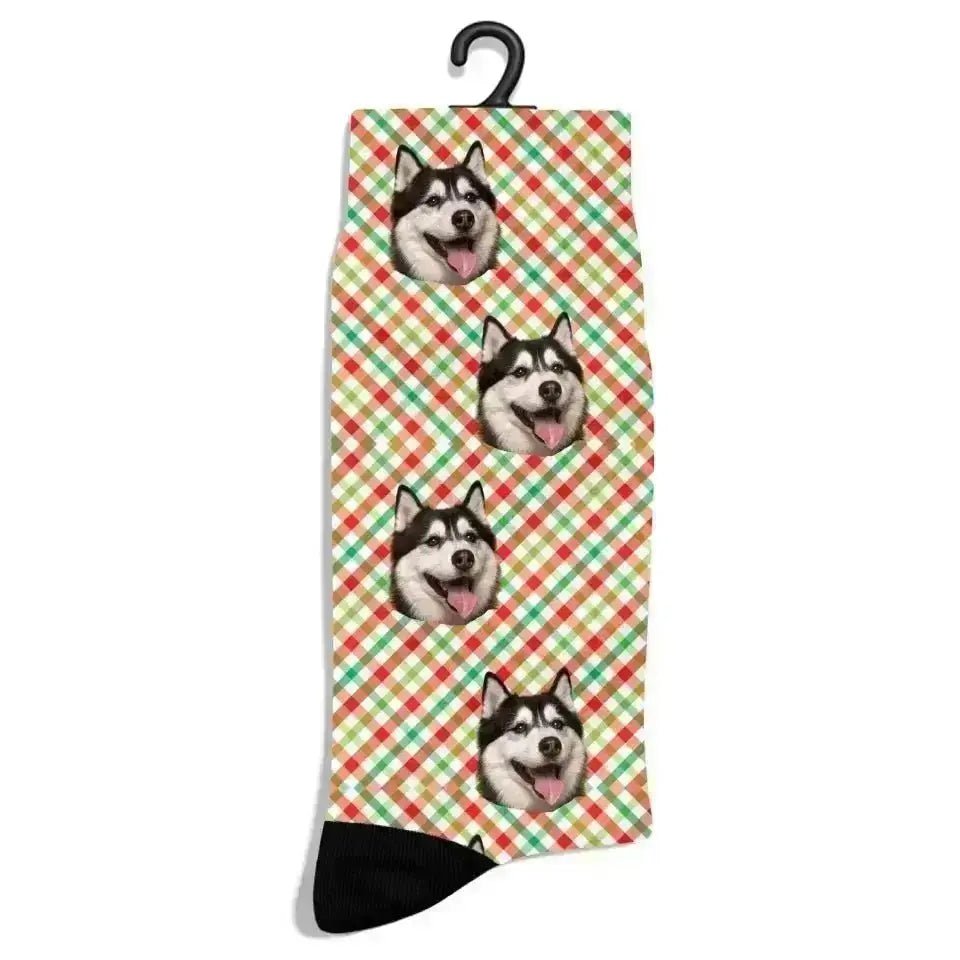 Personalized Christmas Pattern Pet Photo Socks - Shaggy Chic