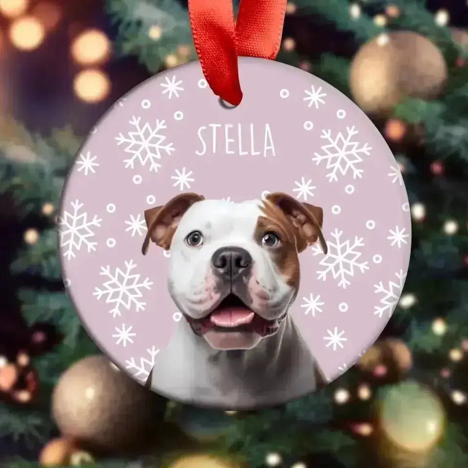 Personalized Dog Photo Acrylic Ornament with Ribbon - Shaggy Chic