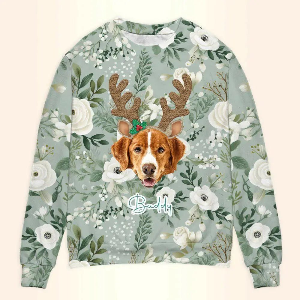 Personalized Pet Christmas Sweatshirt - Sage Custom Unisex Crewneck Shirt For Dog / Cat Lover! - Shaggy Chic