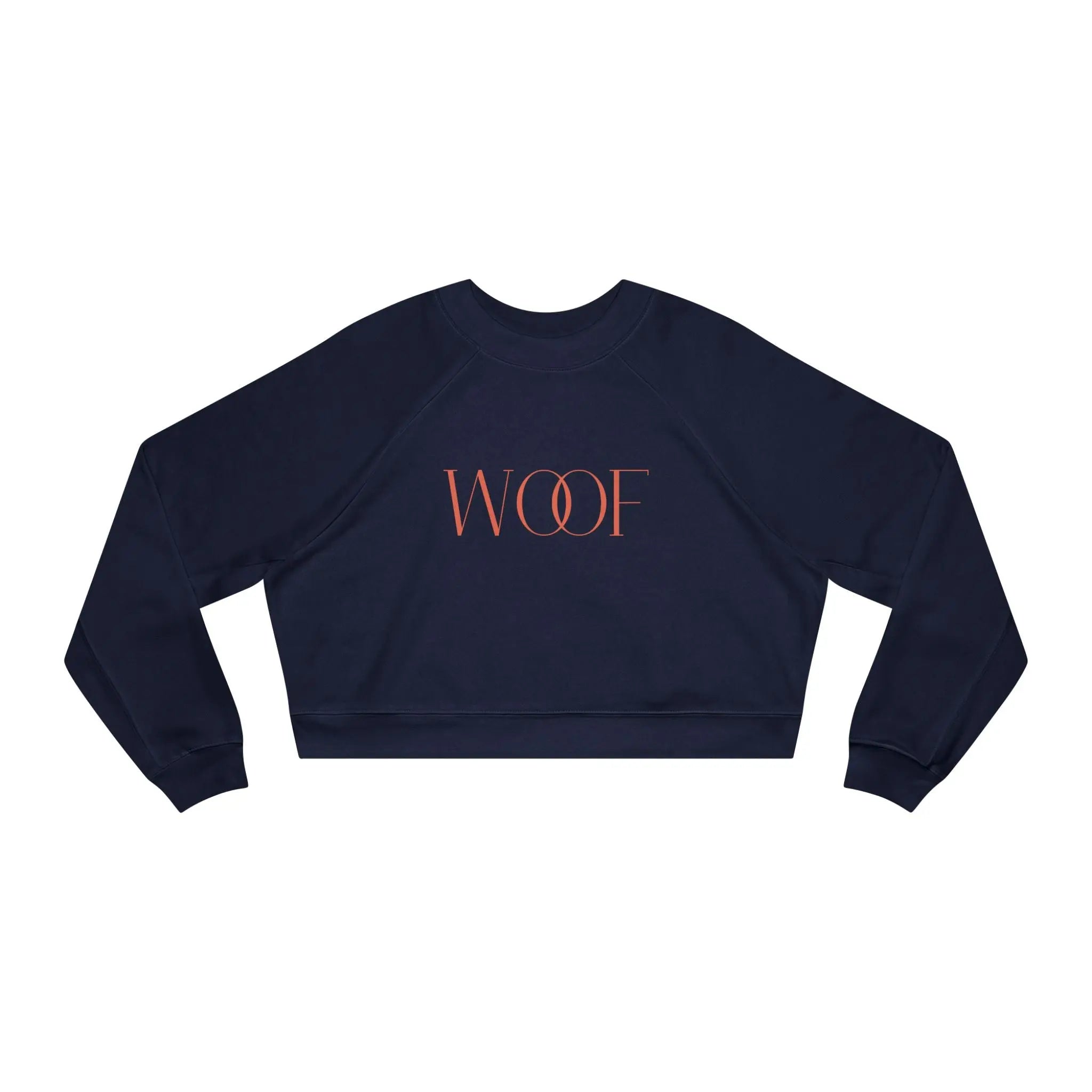 Stylish Women's Cropped Fleece Pullover - 'WOOF' Design for Pet Lovers - Shaggy Chic