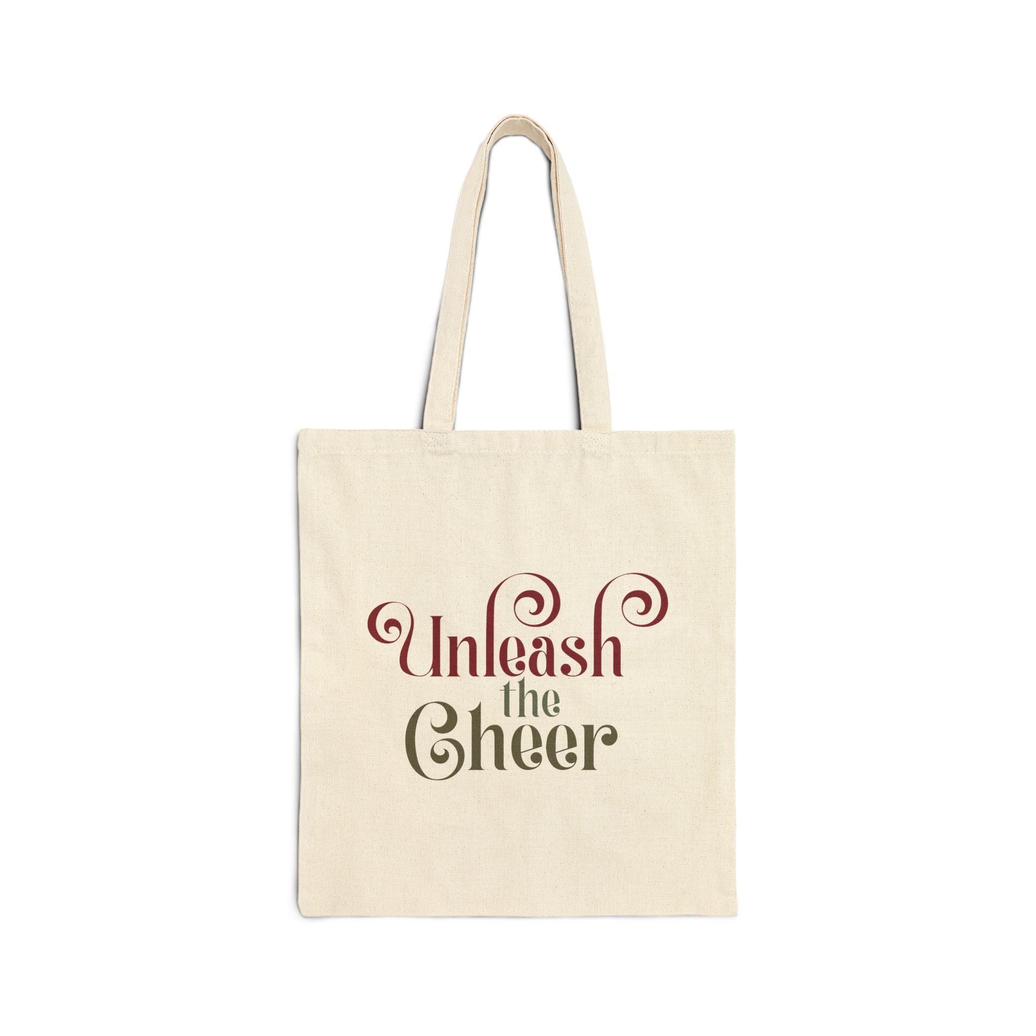 Unleash the Cheer Cotton Canvas Tote — Holiday Cheer Reusable Market Bag - Shaggy Chic