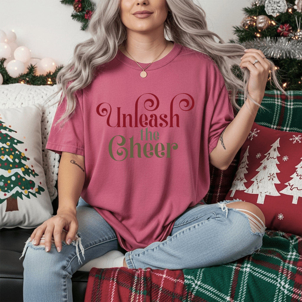 Unleash the Cheer T‑Shirt — Festive Holiday Graphic Tee - Shaggy Chic