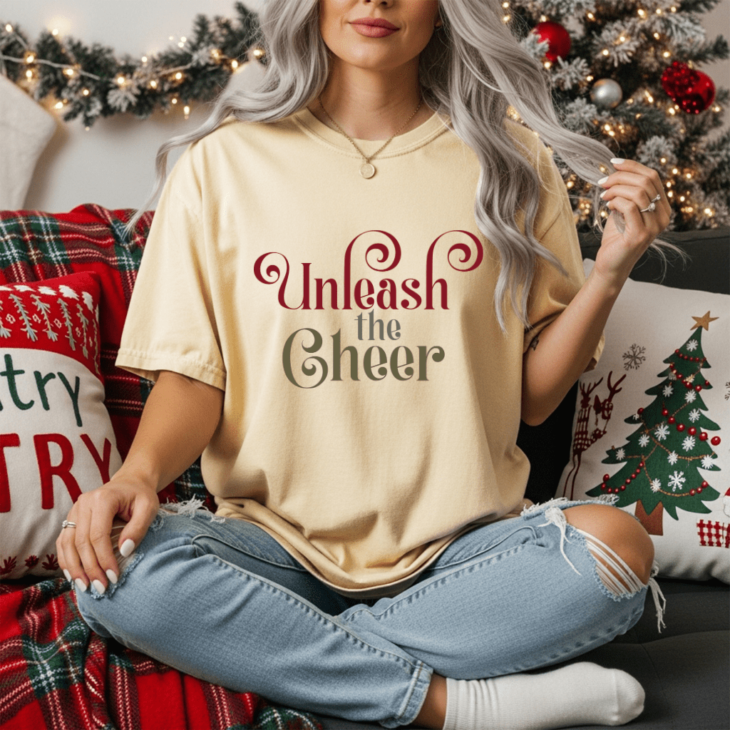 Unleash the Cheer T‑Shirt — Festive Holiday Graphic Tee - Shaggy Chic