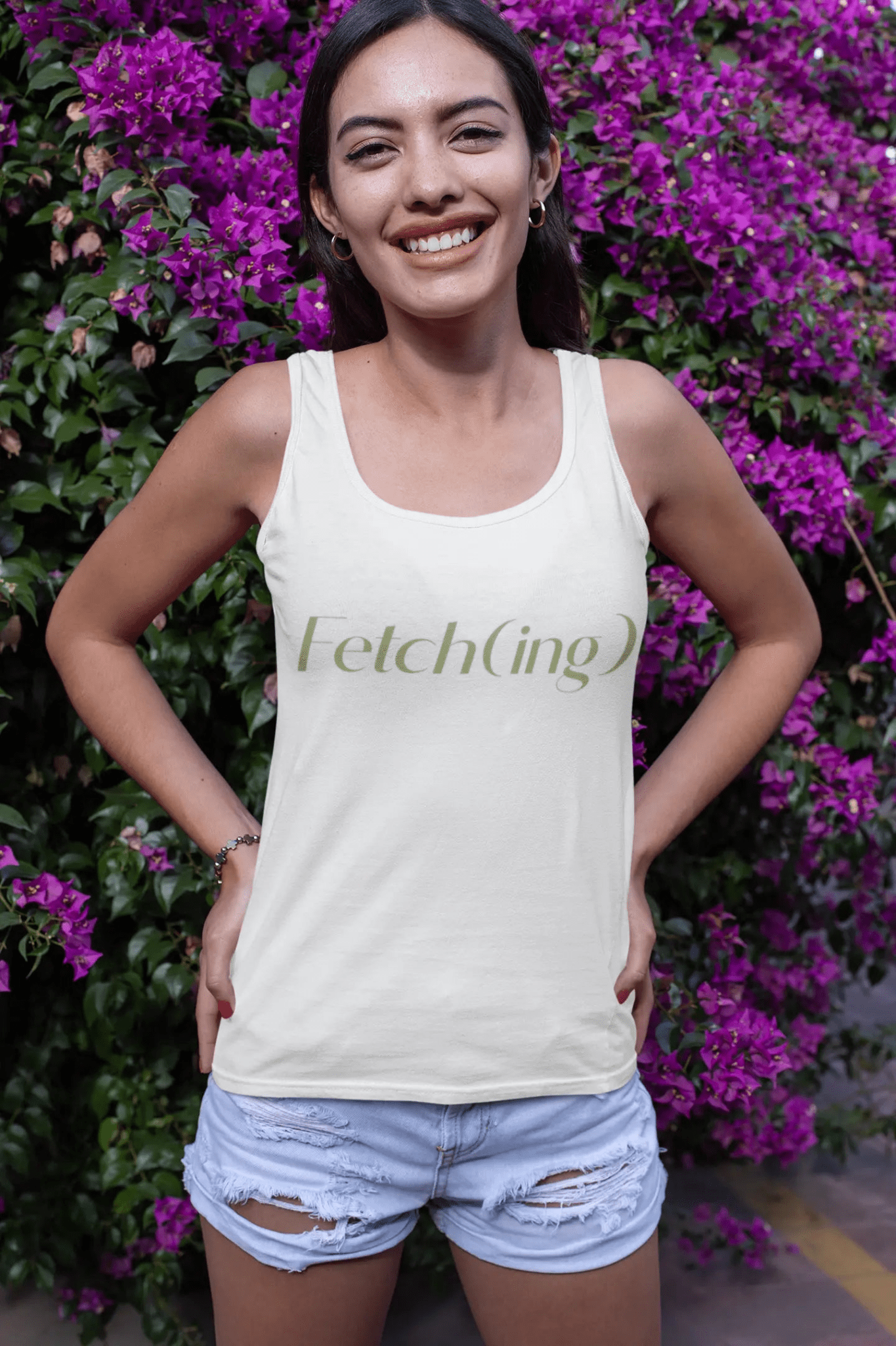 Women's Baby Rib Tank Top - Stylish and Comfy with 'Fetching' Design - Shaggy Chic